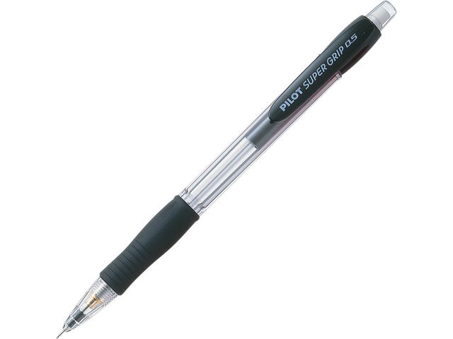 Pilot Stiftpenna, Super Grip, 0,5 mm HB-stift, pennkropp med greppzon, svart, st