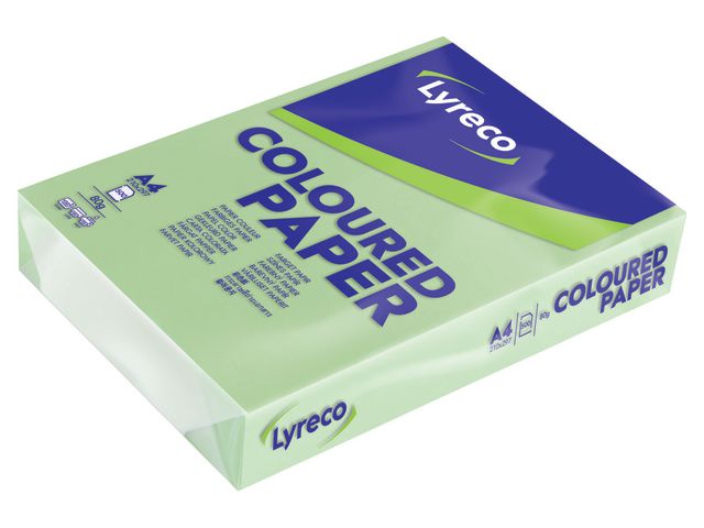 Lyreco Kopieringspapper A4 80g ohålat jadegrönt, bunt om 500 blad