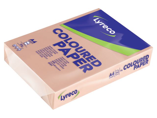Lyreco Kopieringspapper A4 80g ohålat laxrosa, bunt om 500 blad