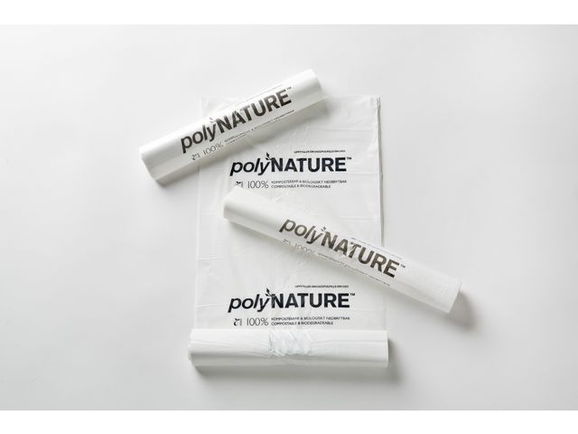 Polynature Avfallspåsar, PolyNature PLA återvinningsbar bioplast, vita, 35 l, 600 x 750 mm, rulle om 20 st