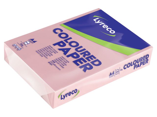 Lyreco Kopieringspapper A4 80g ohålat rosa, bunt om 500 blad