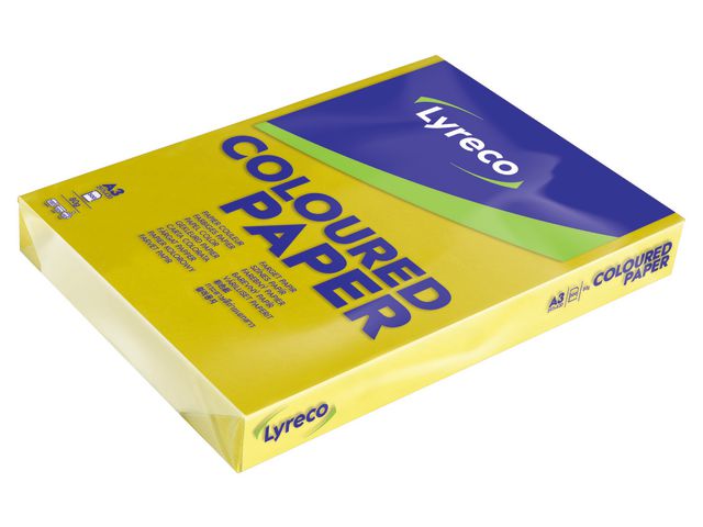 Lyreco Kopieringspapper A3 80g ohålat solgul, bunt om 500 blad