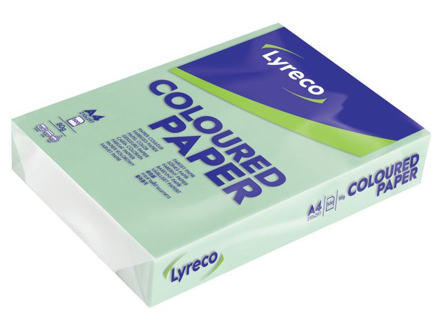 Lyreco Kopieringspapper A4 80g ohålat grönt, bunt om 500 blad