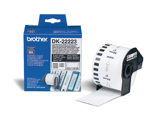 Brother Etikett DK22223 50mmx30,48m vit, rulle om 30.48 m