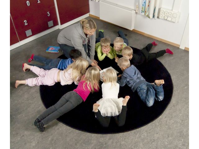 Matta rund 250 cm svart, st