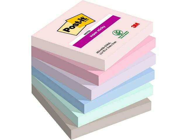 Post-it® Notes Supersticky Soulful 76x76mm, fp om 6 st