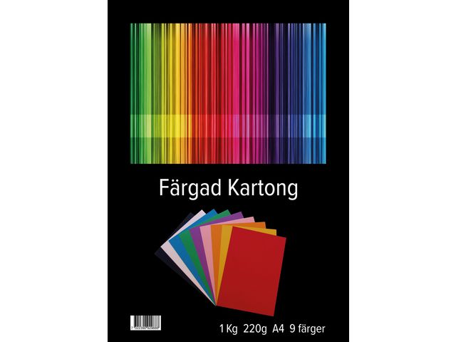 Kartong  A4 220g 9 färger, st