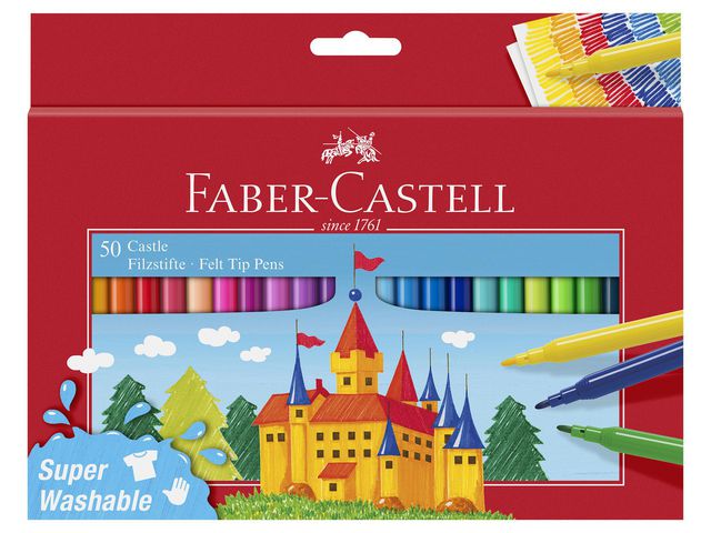 Faber-Castell Fiberpennor, sorterade färger, fp om 50 st
