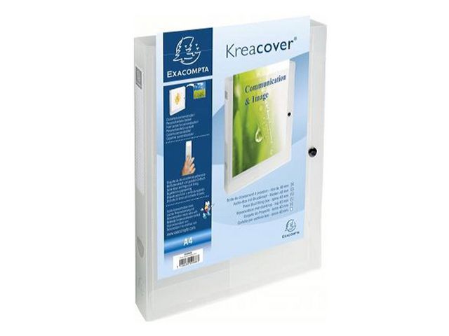 Exacompta Arkivlåda, Kreacover®, tryckknappsförslutning och genomskinlig ficka på framsidan, A4, 240 x 330 x 40 mm, Chromaline-polypropylen,