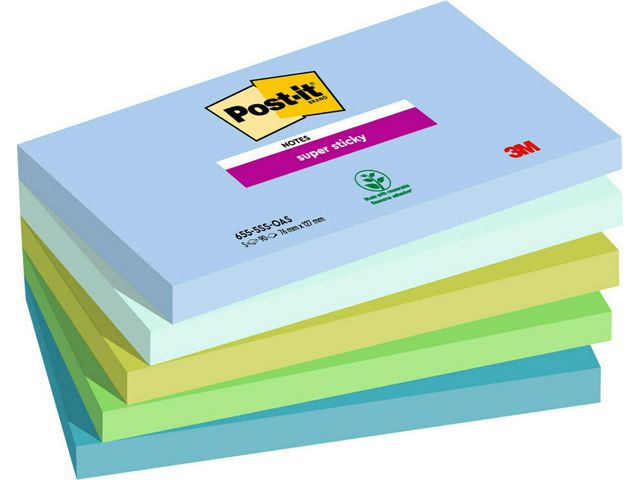 Post-it® Notes Supersticky Oasis 76x127mm, fp om 5 st