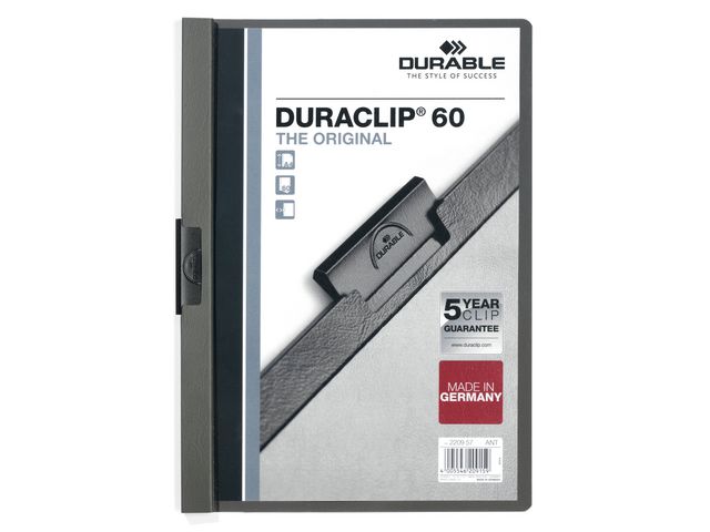 Durable Klämmapp DURACLIP 60 A4 60 ark antracitgrå, st