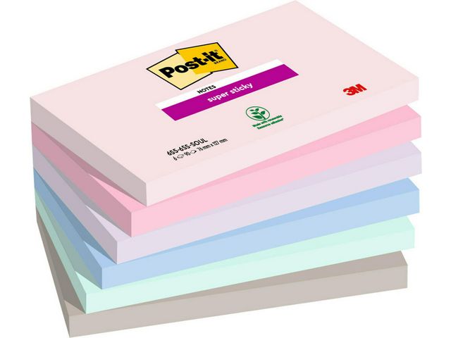 Post-it® Notes Supersticky Soulful Collection 76x127mm, fp om 6 st