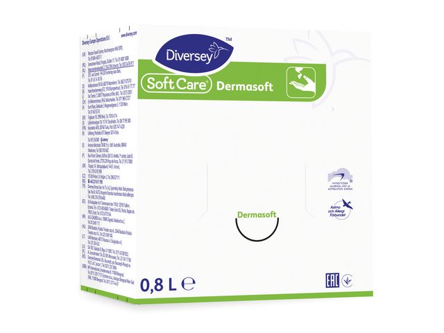 Diversey Soft Care Dermasoft H9, refillpatron med flytande handkräm, 800 ml, flaska om 0.8 l