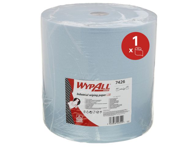 Wypall* Industritorkrulle L30 3-lag blå, rulle om 670 st