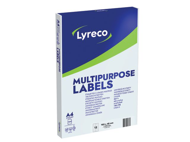 Lyreco Etikett 105x48mm, fp om 1200 st
