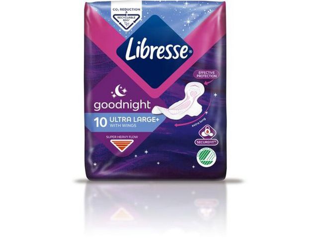 Libresse Binda Ultra Large+ Wings Goodnight, fp om 10 st