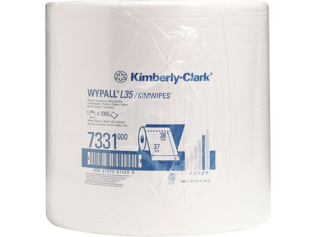 Wypall* Torkrulle L40 3-lagers, 1 000ark, 370 mm, vit, rulle om 1000 st