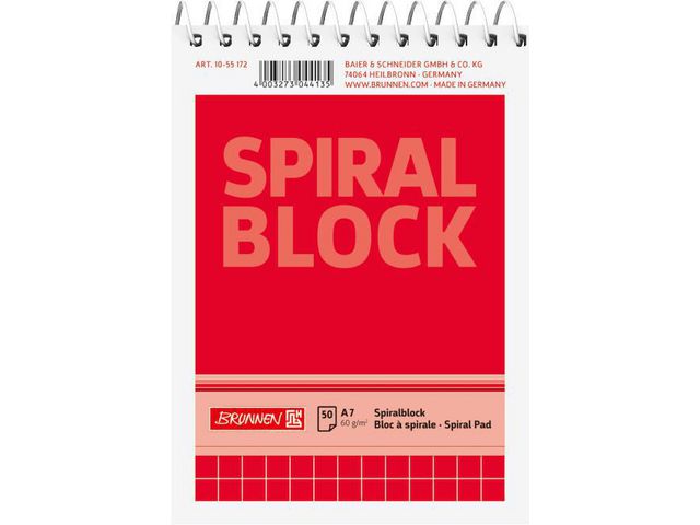BRUNNEN Spiralblock A7 60g 50 blad Rutat, st