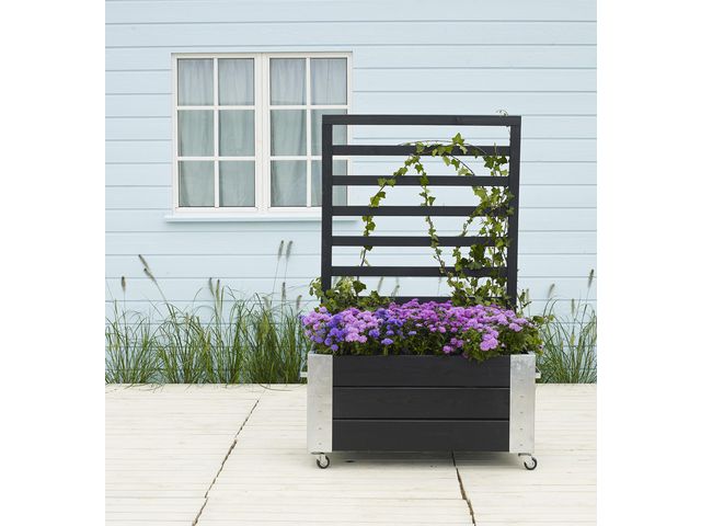 PLUS Blomlåda m/Spaljé 50x130x87 svart, st