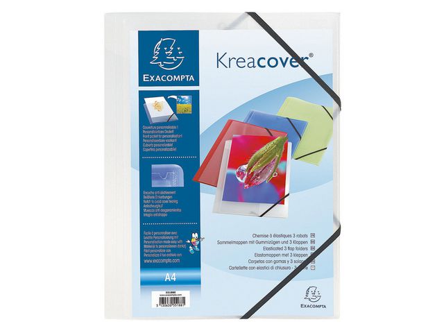 Exacompta Gummibandsmapp  3-kl ficka transparent, st