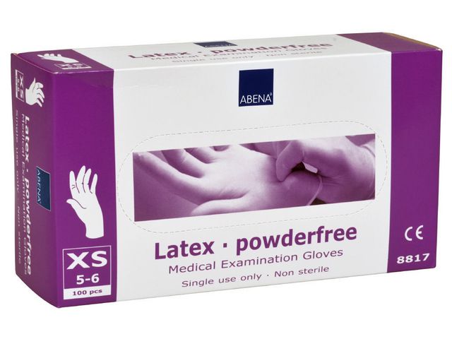 ABENA Latexhandske puderfri XS, fp om 100 st