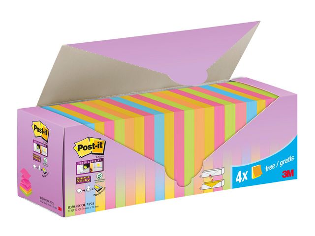 Post-it® Notes Z-Notes SuperSticky 76x76mm 6 färger, fp om 24 st