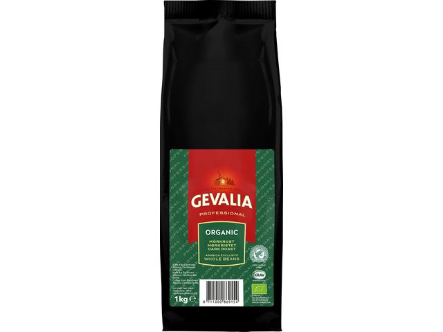 GEVALIA Kaffe Organic Bönor 1kg, krt. om 8 st