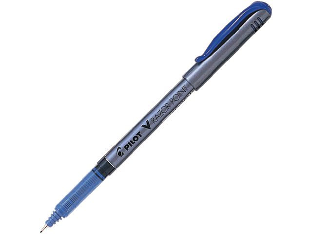 Pilot Fineliner, V Razor Point, extra tunn spets, blå pennkropp, blått bläck, st