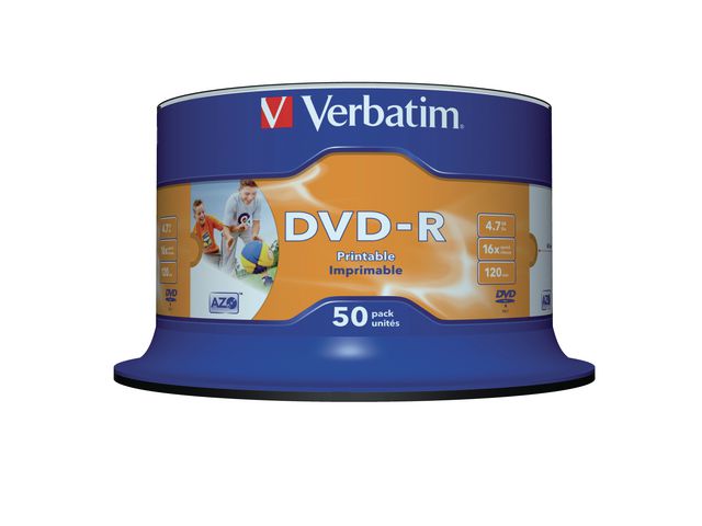 Verbatim Azo tom DVD-R, 4,7 GB/120 min, 16x hastighet, fp om 50 st
