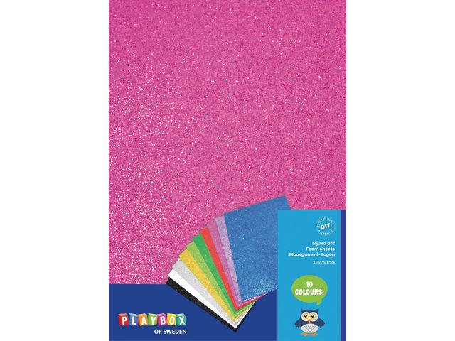 PLAYBOX Mossgummi glitter 20x30cm 10/fp, fp om 10 st