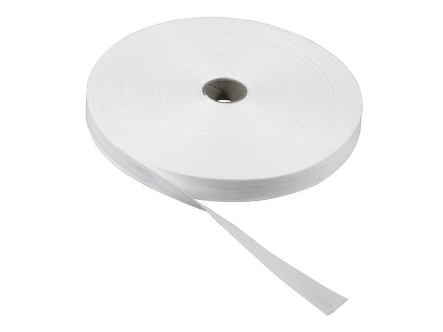 Bomullsband 50mx13mm vit, rulle om 50 m