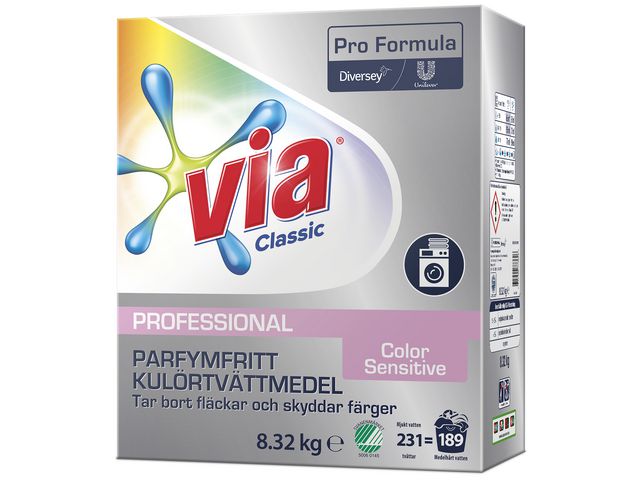 VIA Tvättmedel Pro Formula Color Sensitive 8,32kg, fp om 8.32 kg