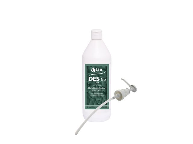 Liv Handdesinfektion Des Gel 85 med pump 1L, flaska om 1 l