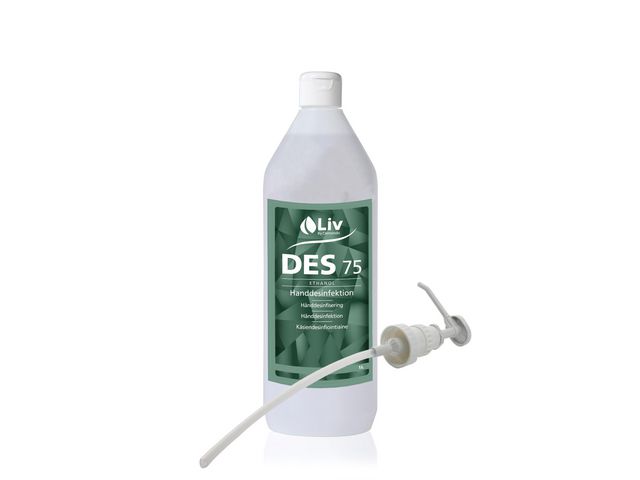 Liv Handdesinfektion Des 75 med pump 1L, flaska om 1 l