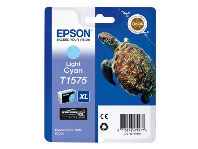Epson Bläckpatron, T1575, UltraChrome, ljus cyan, C13T15754010, st
