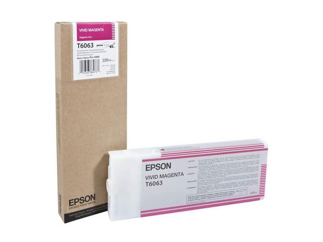 Epson Bläckpatron, T6063, UltraChrome, hög kapacitet, levande magenta, magenta, singelförpackning, C13T606300, st