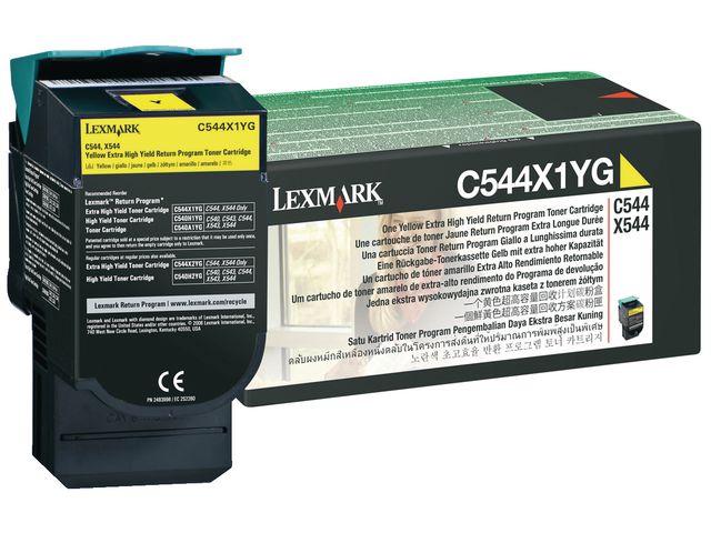 Lexmark Toner, hög kapacitet, gul, singelförpackning, C544X1YG, st
