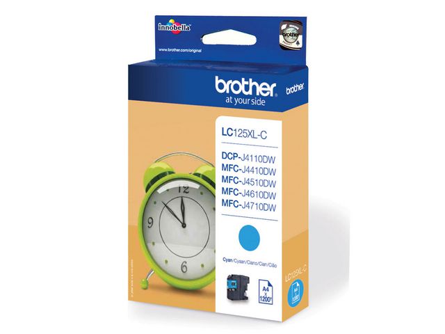 Brother Bläckpatron, LC125XL C, LC-125XLC, Innobella™, cyan, singelförpackning, hög kapacitet, st