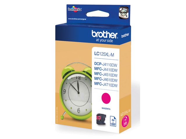 Brother Bläckpatron, LC125XL M, LC-125XLM, Innobella™, magenta, singelförpackning, hög kapacitet, st