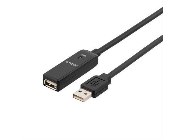 DELTACO Kabel USB Aktiv Förlängning 10m, st