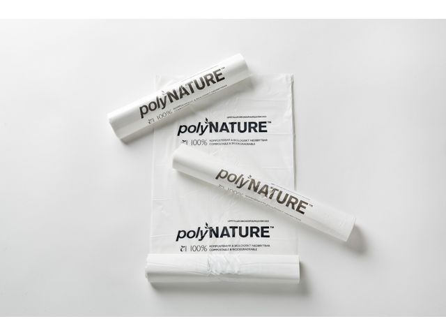 Polynature Plastsäck PolyNature™, återvinningsbar bioplast, vita, 240 l, 87 x 140 mm, rulle om 10 st