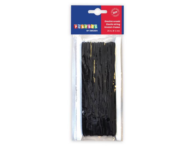 PLAYBOX Elastisk snodd svart, rulle om 25 m