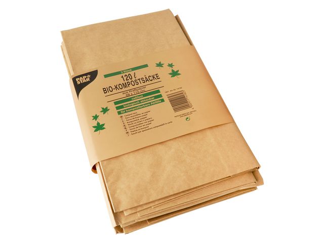 PAPSTAR Kompostpåse papp 120L brun, fp om 3 st
