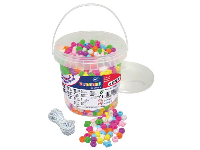 PLAYBOX Plastpärlsats stora hål, fp om 1200 st