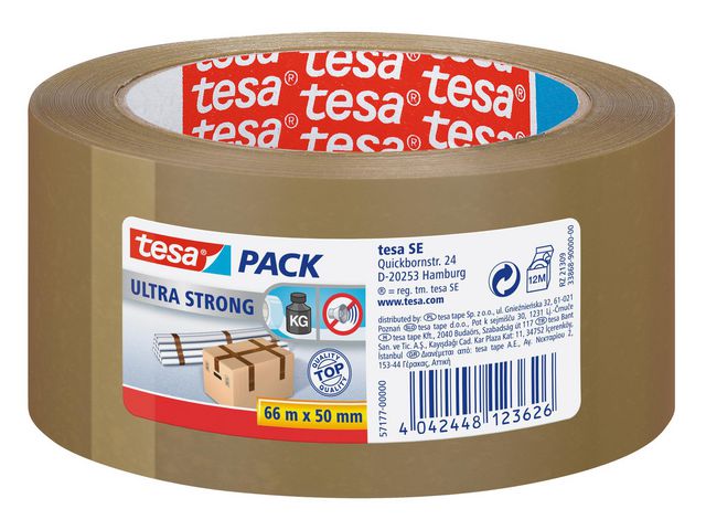 tesa® Packtejp Ultra Strong 50mmx66m brun, rulle om 66 m