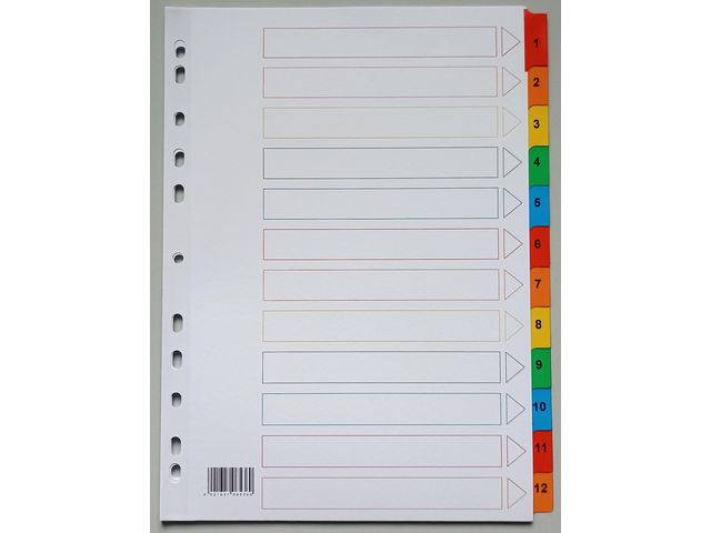 Kartongregister A4 170g 1-12, st