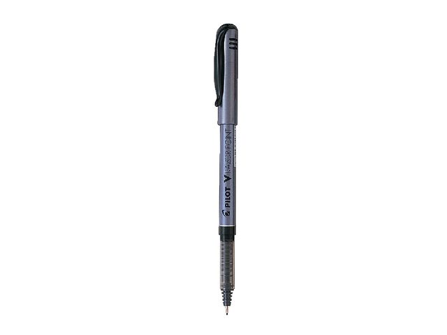 Pilot Fineliner, V Razor Point, extra tunn spets, silverfärgad pennkropp, svart bläck, st