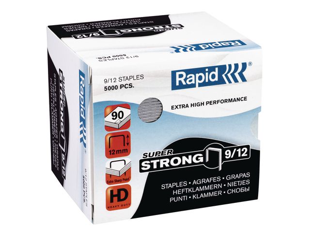 Rapid Häftklammer Super Strong-häftklamrar (9/12), 12 mm benlängd, galvaniserat stål, fp om 5000 st