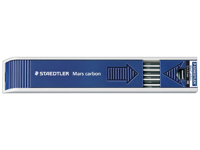 Staedtler Mars Stift till mekanisk stiftpenna, Mars Carbon 200, 2 mm HB-stift, tub 12 st