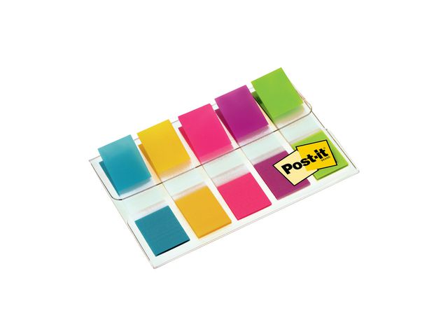 Post-it® Indexflikar, små, 11,9 x 43,1 mm, olika färger, 5 x förpackningar med 20, med hållare, st